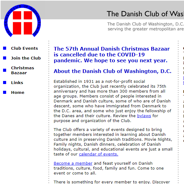 Danish Non Profit Organization in USA - The Danish Club of Washington D.C.